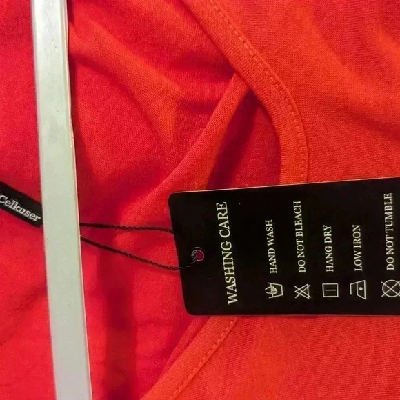 Celkuser Plus Size Long Lantern Sleeves Loose V-Neck Babydoll Dress with Pockets - Picture 4 of 13